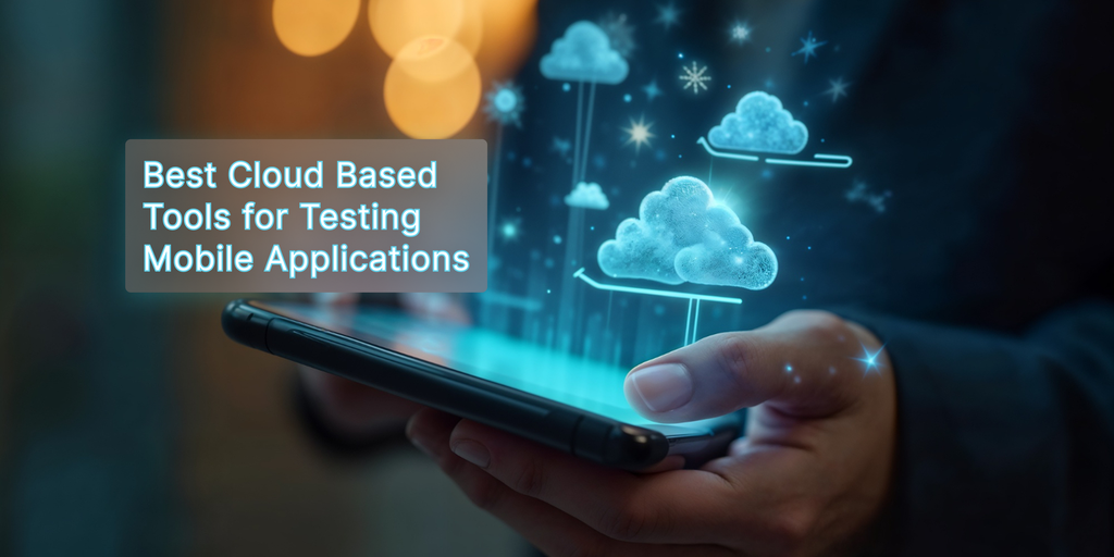 a feature image for a blog that lists cloud based tools to test mobile apps